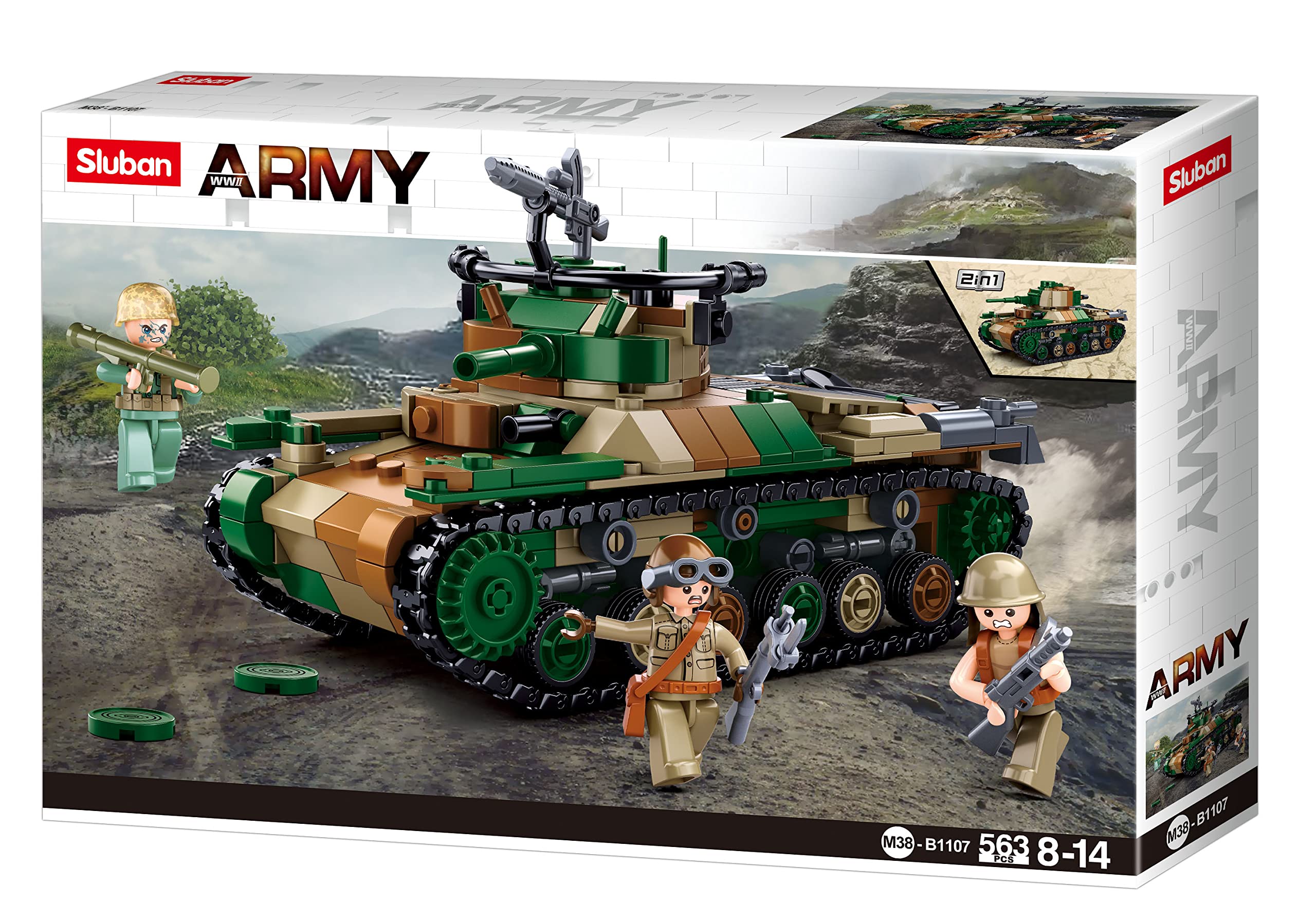 Sluban Army Military Tank Building Block Set, 563 Pieces, 15.7 cm